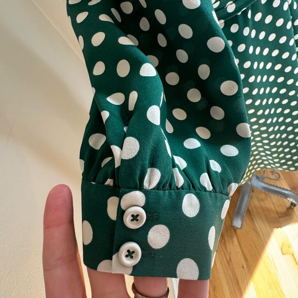 Green Polka Dot Wrap Dress - Picture 5 of 10